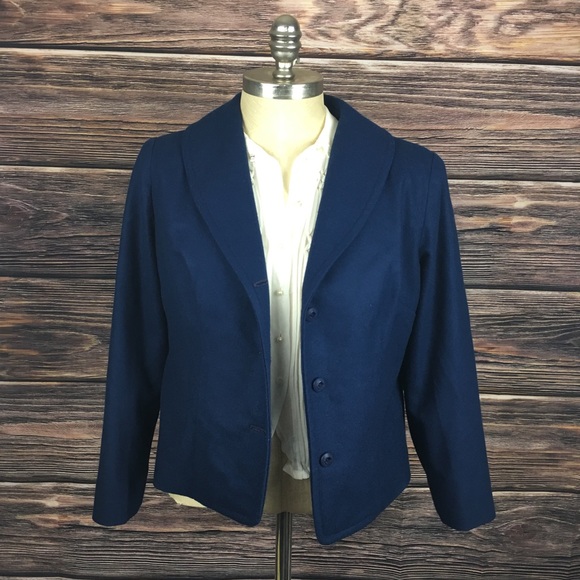 Pendleton Wool Navy Blue Blazer Fall Autumn Winter - Picture 3 of 4